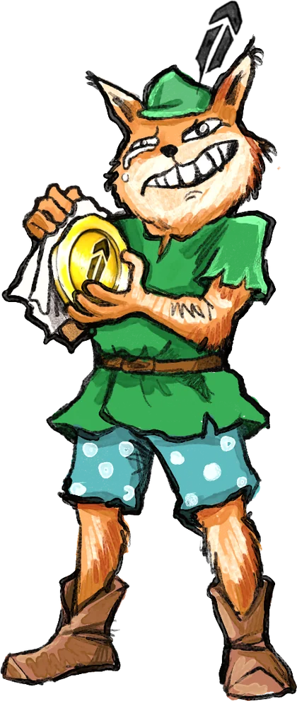 Robin Mood polishing a gold coin.